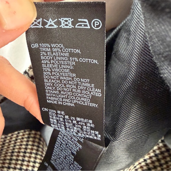 REISS CICI Size 14 Classic Luxury WOOL DOGTOOTH DOUBLE BREASTED BLAZER - Picture 9 of 11